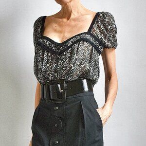 Yves Saint Laurent Semi-Sheered 100% Silk Blouse/Top